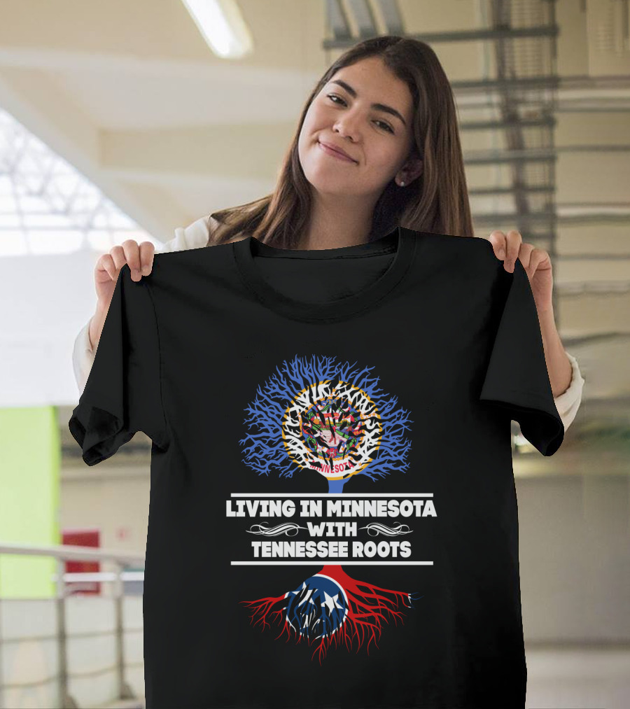 Minnesota Living Tennessee Roots Tree Design with State Symbols T-Shirt