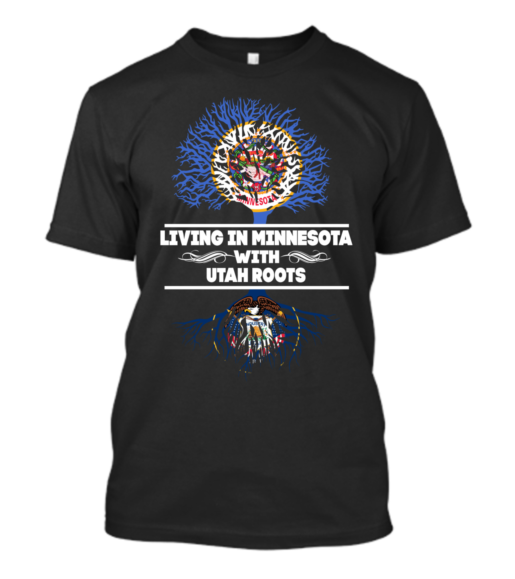 Minnesota Living With Utah Roots State Emblems And Tree T-Shirt