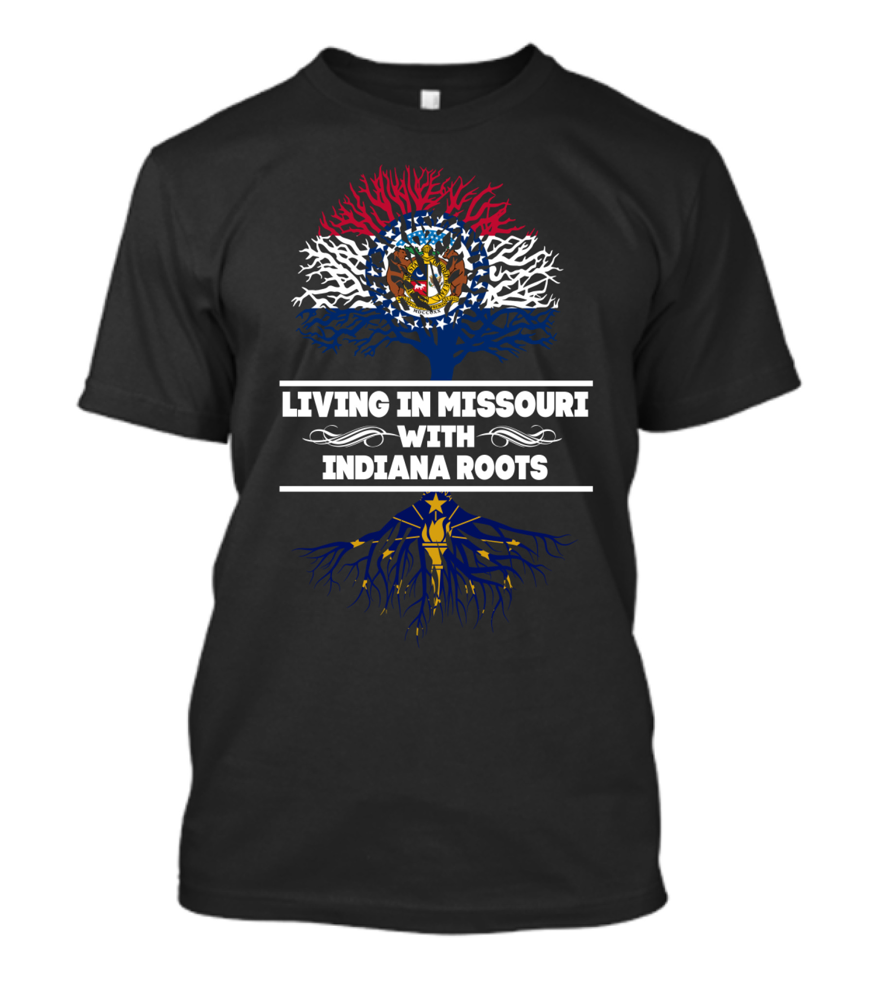 Missouri Living Indiana Roots State Flags Tree T-Shirt