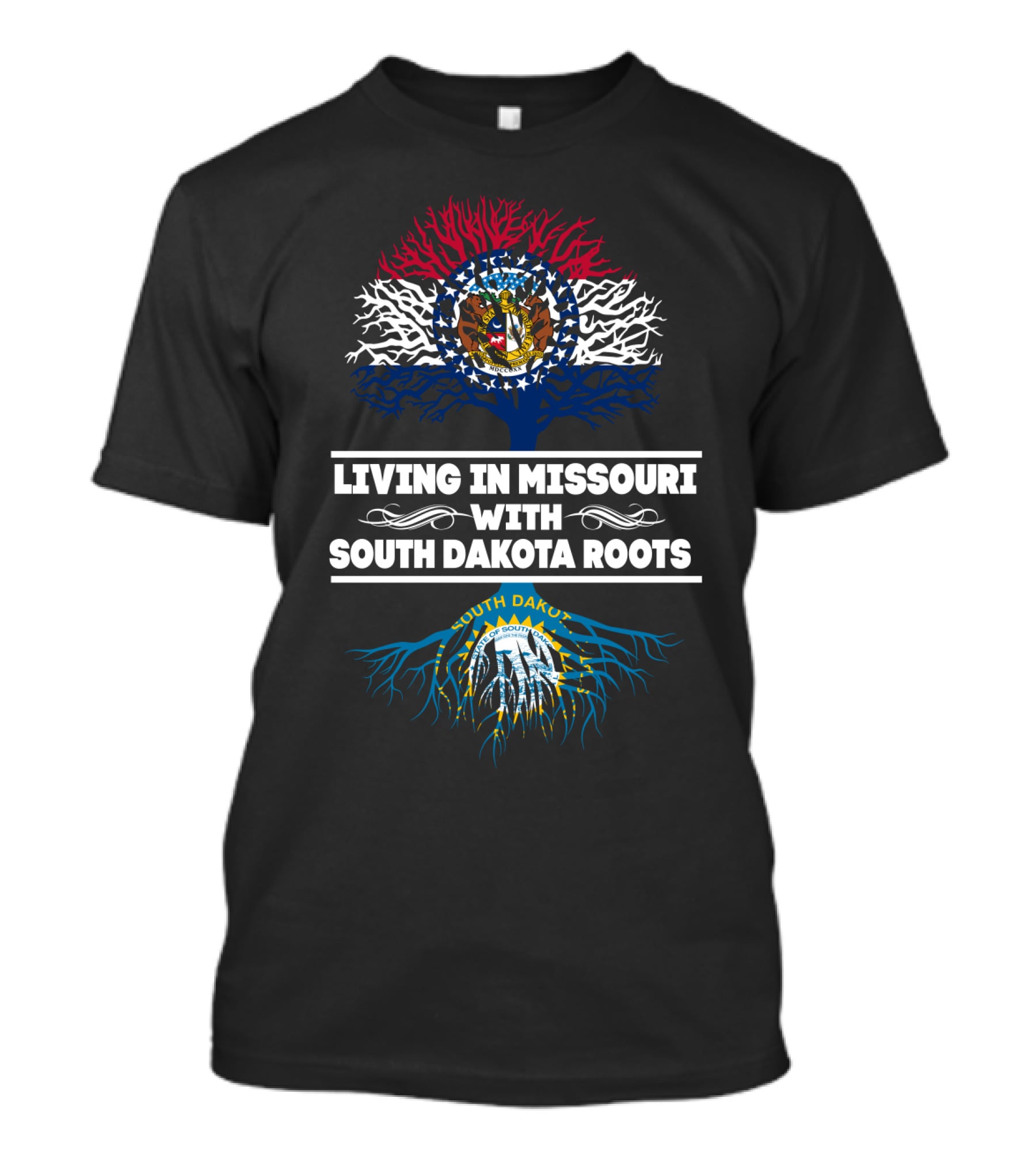 Missouri Pride With South Dakota Heritage State Flag Tree T-Shirt