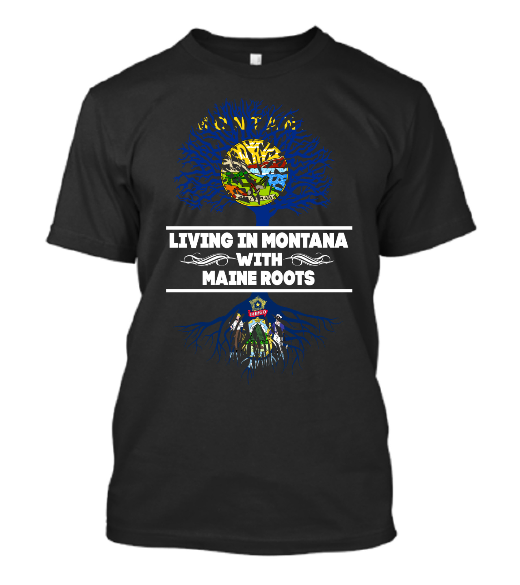 Montana Lifestyle Embracing Maine Heritage With State Symbols And Tree T-Shirt