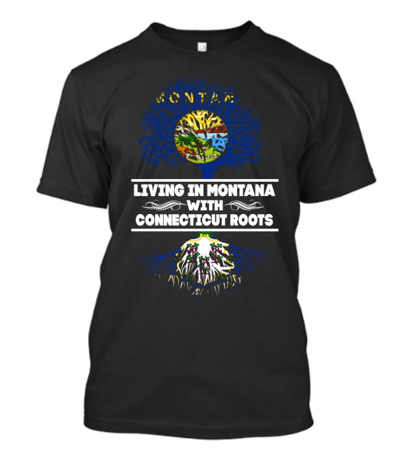 Montana Living Connecticut Roots Tree With State Flag T-Shirt