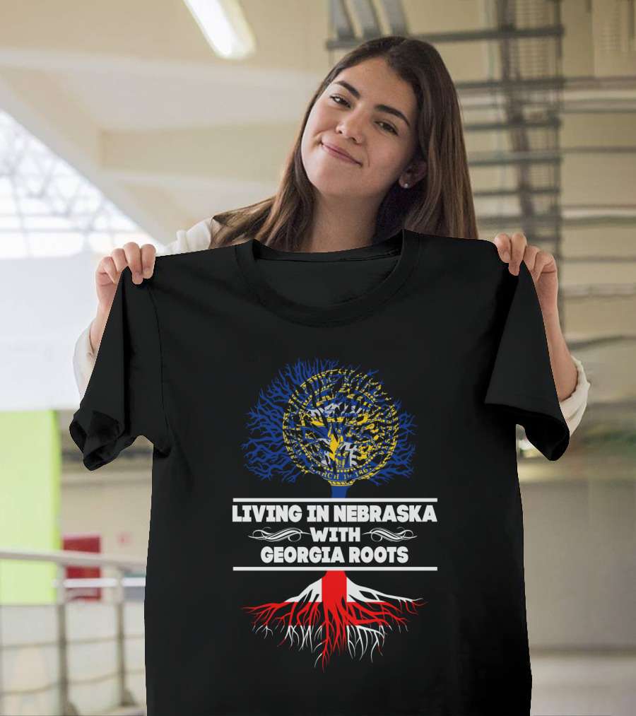 Living In Nebraska With Georgia Roots Nebraska State Seal Tree T-Shirt