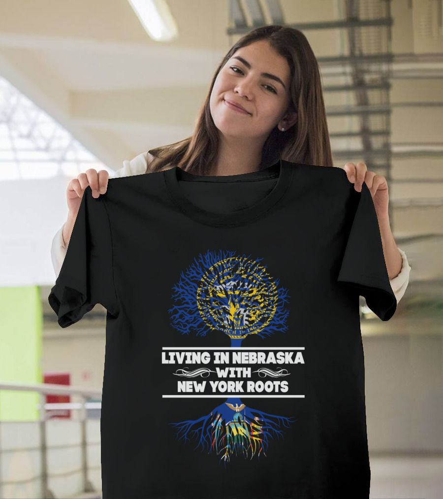Nebraska Living with New York Roots State Pride Tree T-Shirt