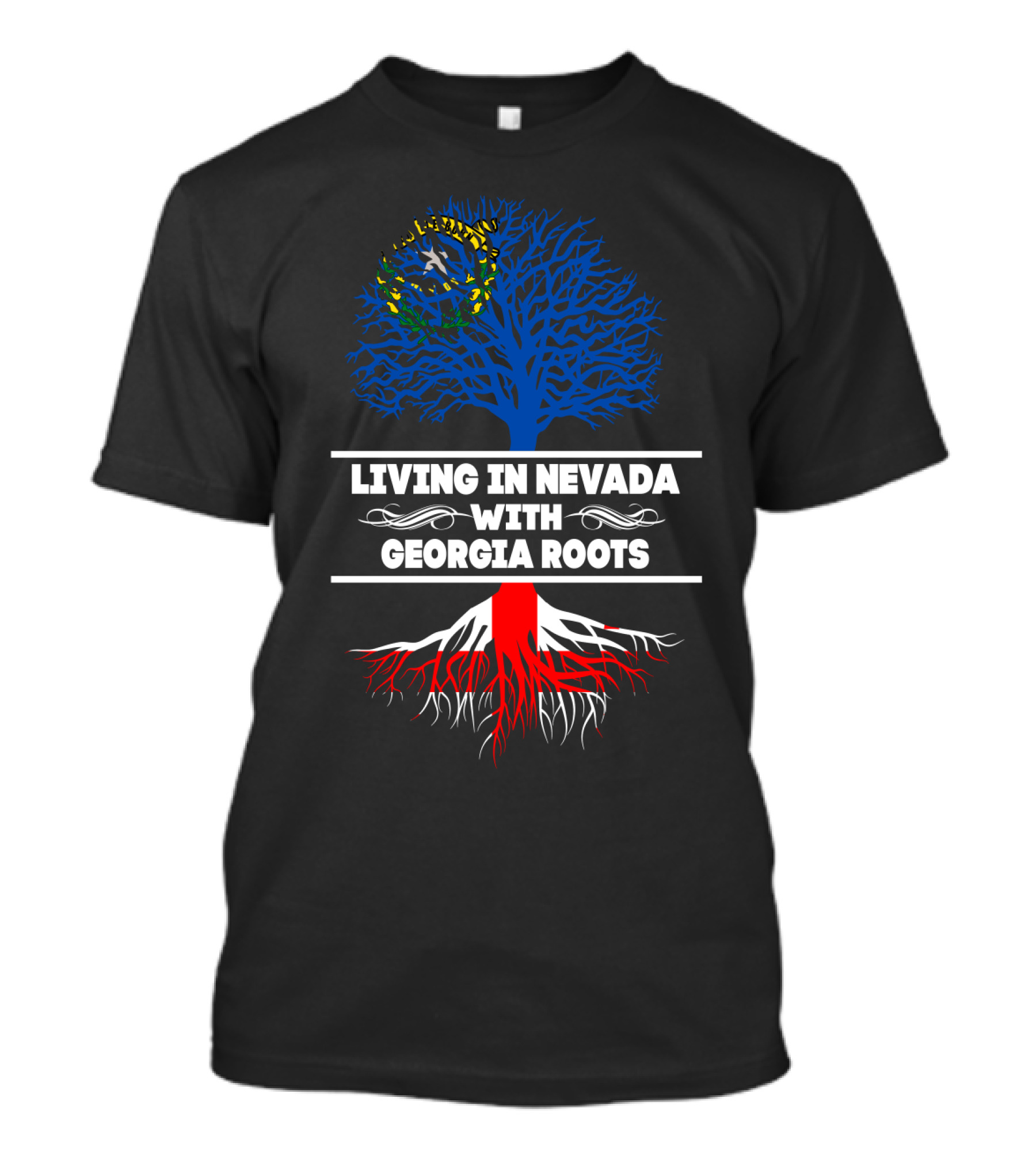 Proudly Living In Nevada With Strong Georgia Roots Featuring State Flag Tree T-Shirt