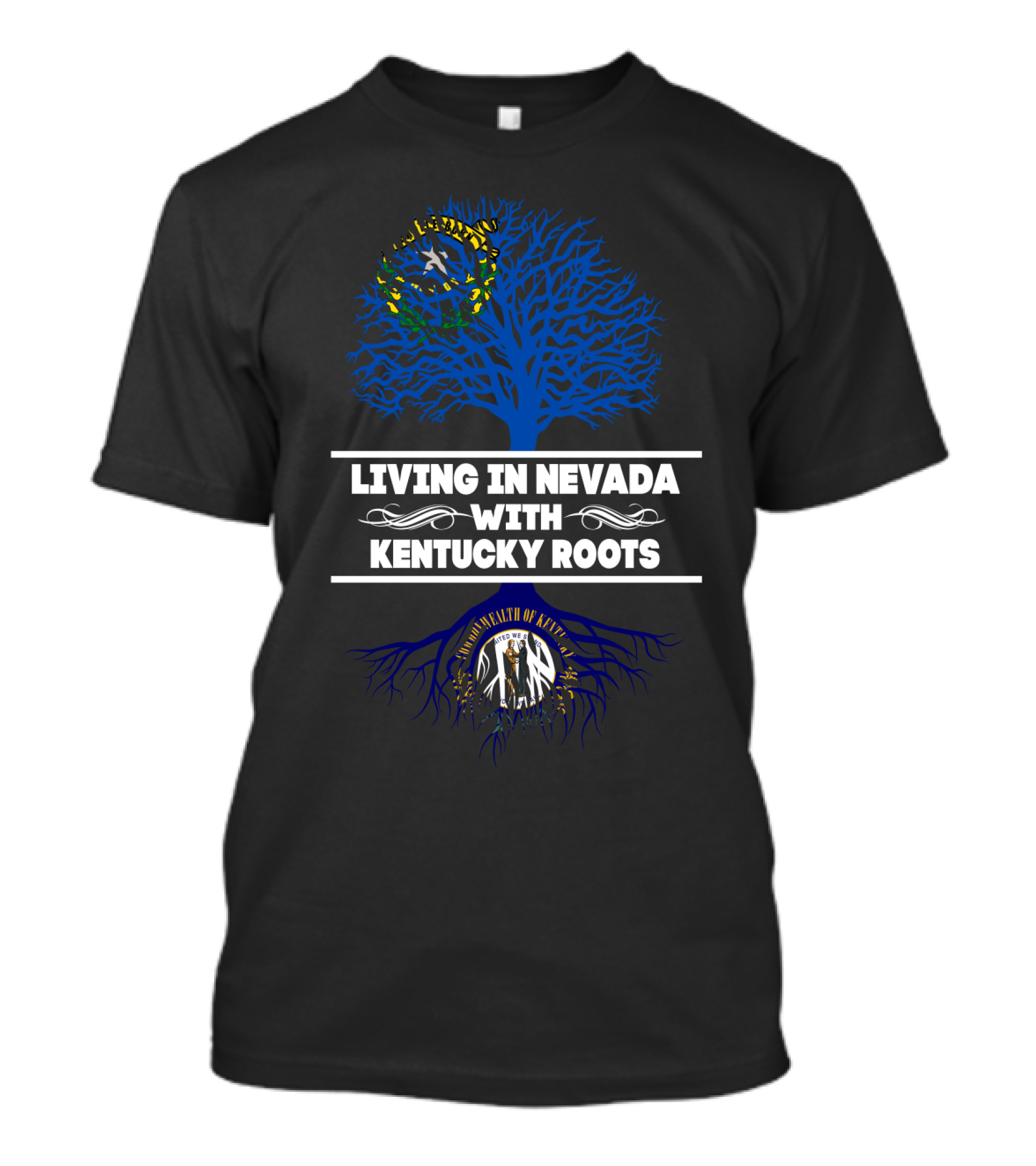 Nevada Living With Deep Kentucky Heritage Featuring State Tree And Seal T-Shirt