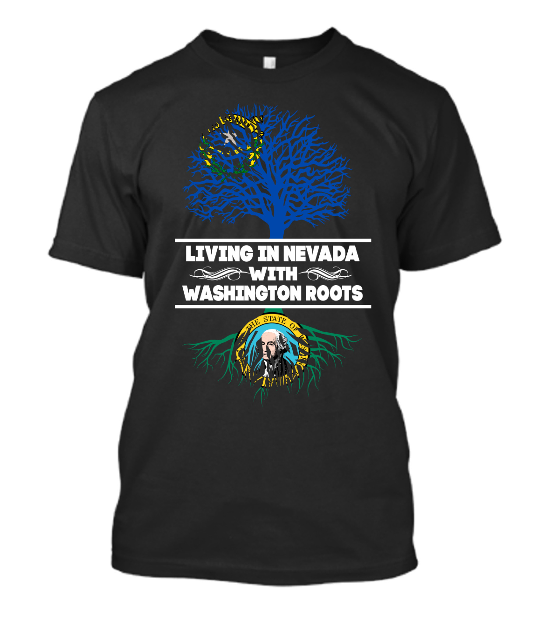 Living In Nevada With The State Of Washington Heritage Roots And Tree Symbols T-Shirt