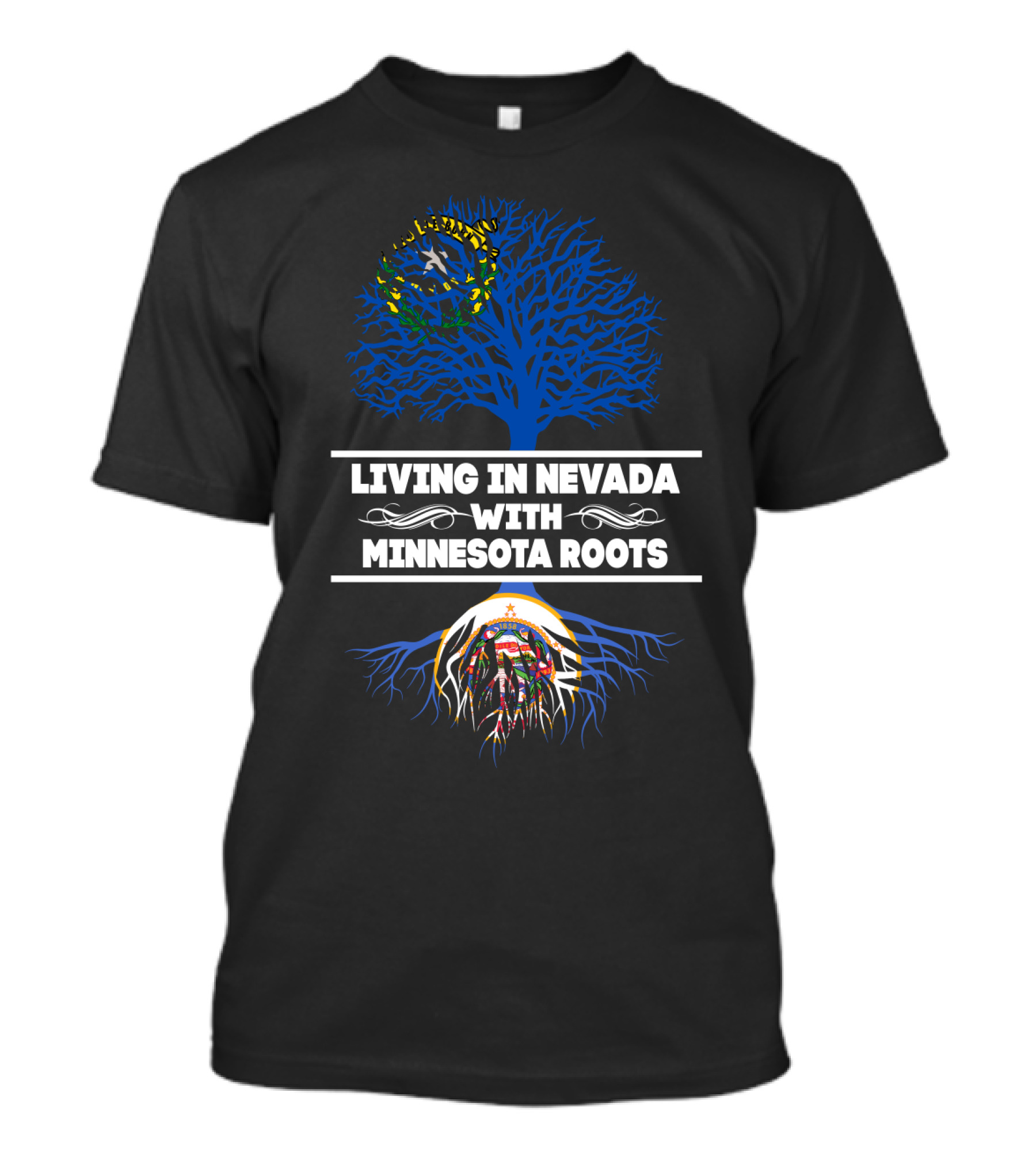 Nevada Residency With Deep Minnesota Heritage Showcased In Tree And Roots T-Shirt
