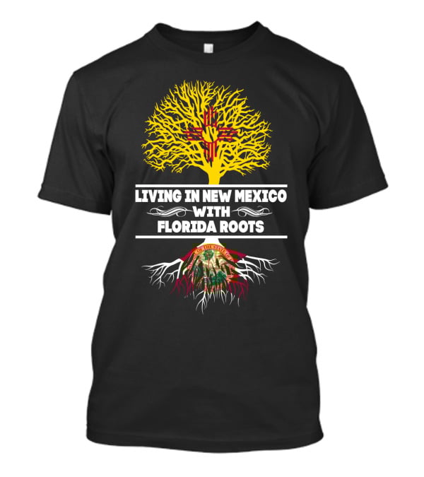 New Mexico Living With Florida Roots Zia Symbol And Tree T-Shirt