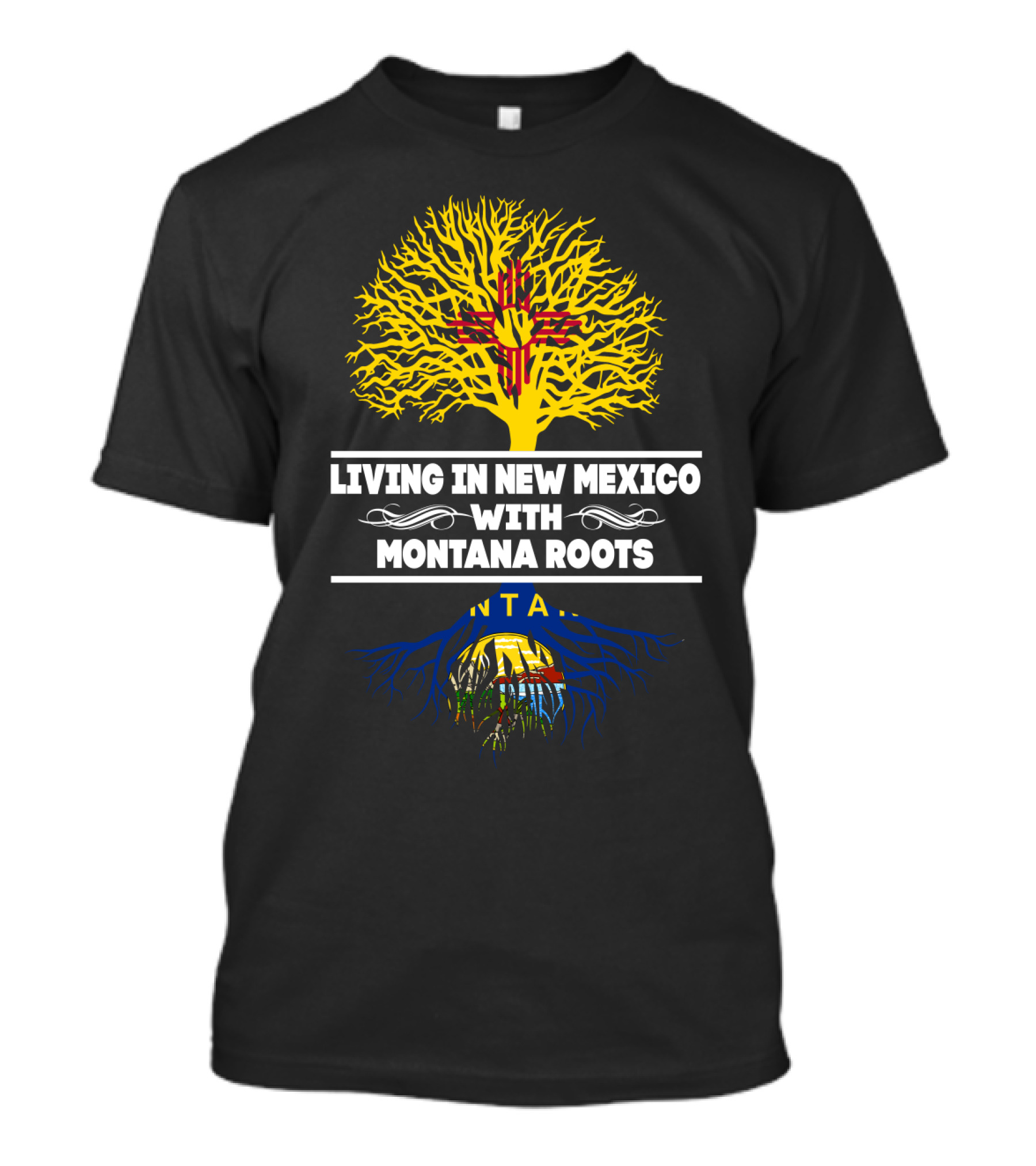 New Mexico Living Embracing Montana Roots With Zia Sun And Scenic Heritage Tree T-Shirt