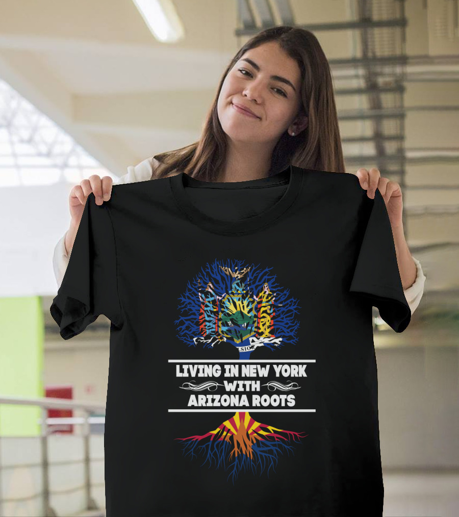 New York City Life Embracing Arizona Heritage with State Flag Colors T-Shirt