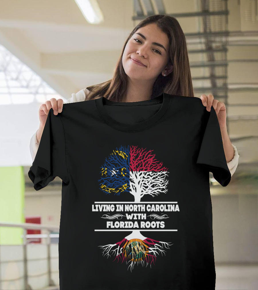 Vibrant State Pride: Living in North Carolina with Strong Florida Roots Tree T-Shirt
