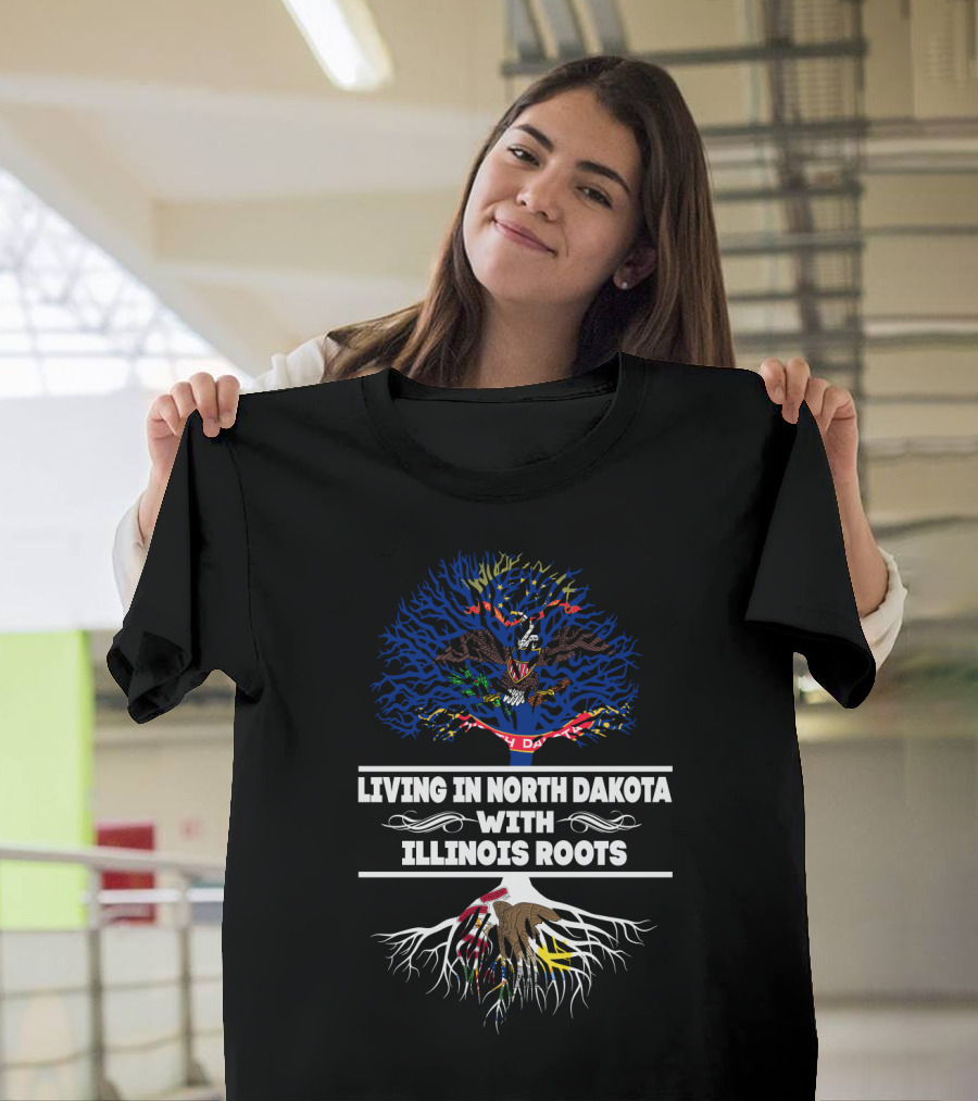 North Dakota Living Illinois Roots State Pride Heritage Tree T-Shirt