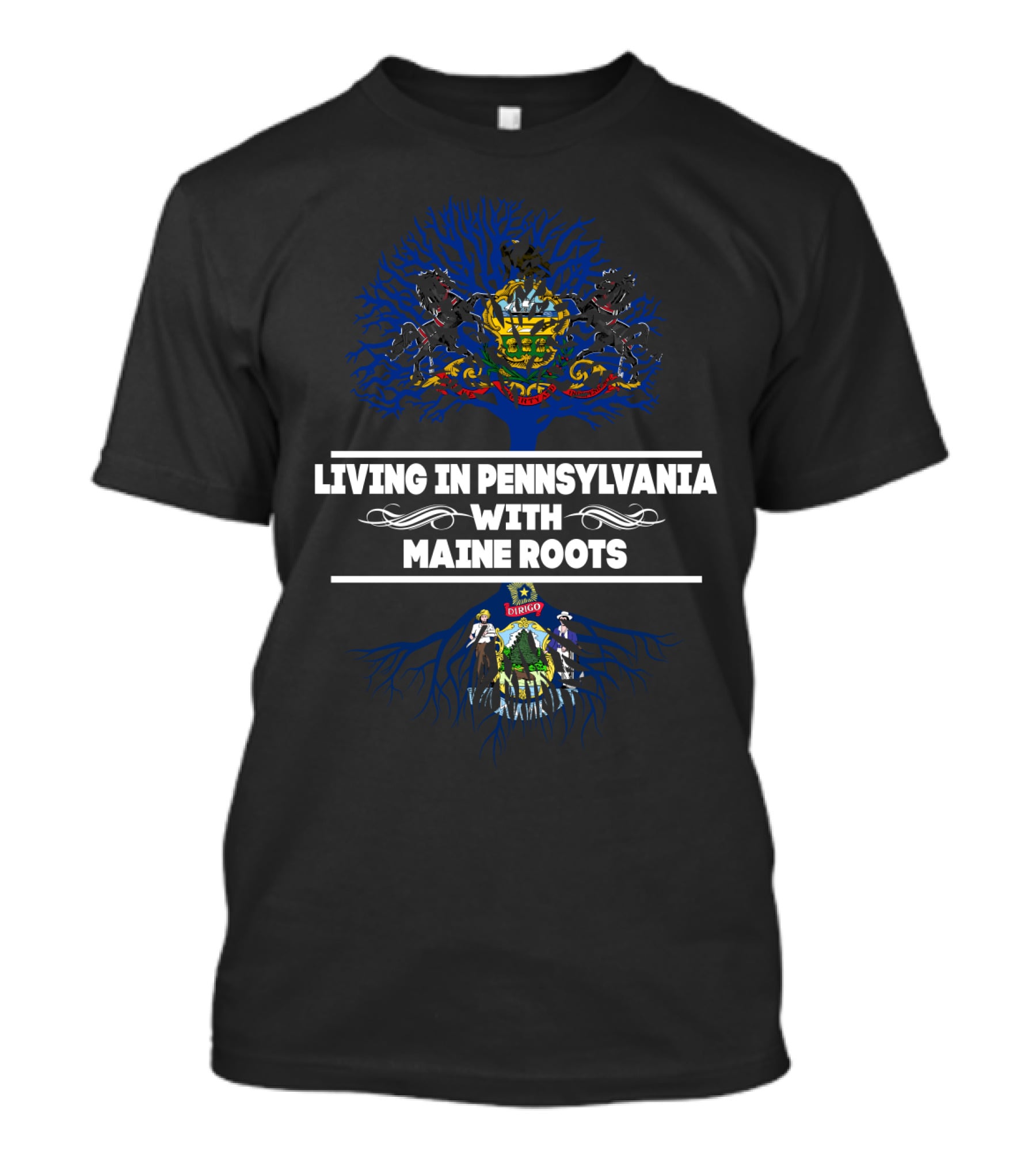 Pennsylvania State Pride And Maine Heritage Unity Tree T-Shirt