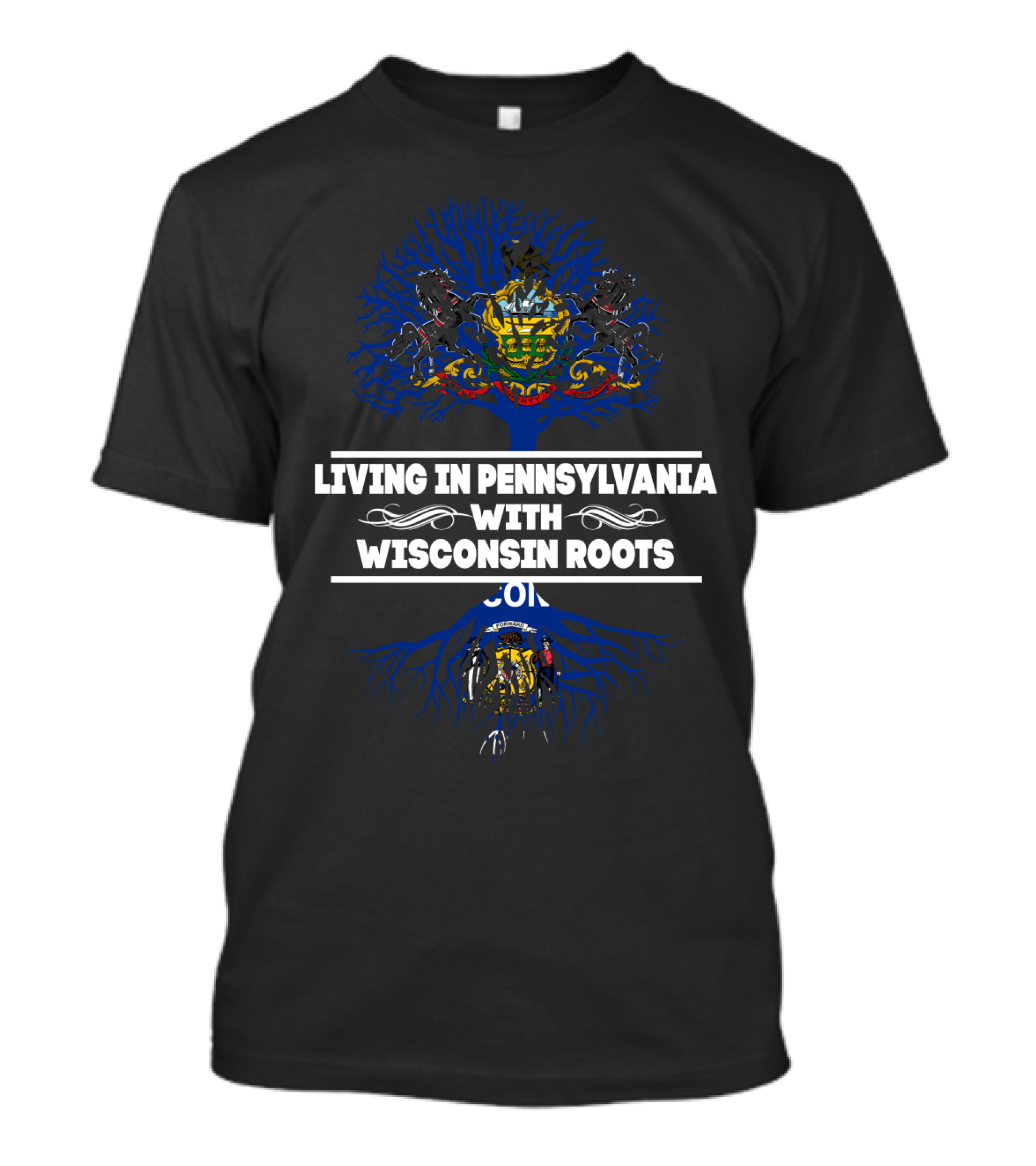 Pennsylvania Living With Deep Wisconsin Heritage State Pride Emblem T-Shirt