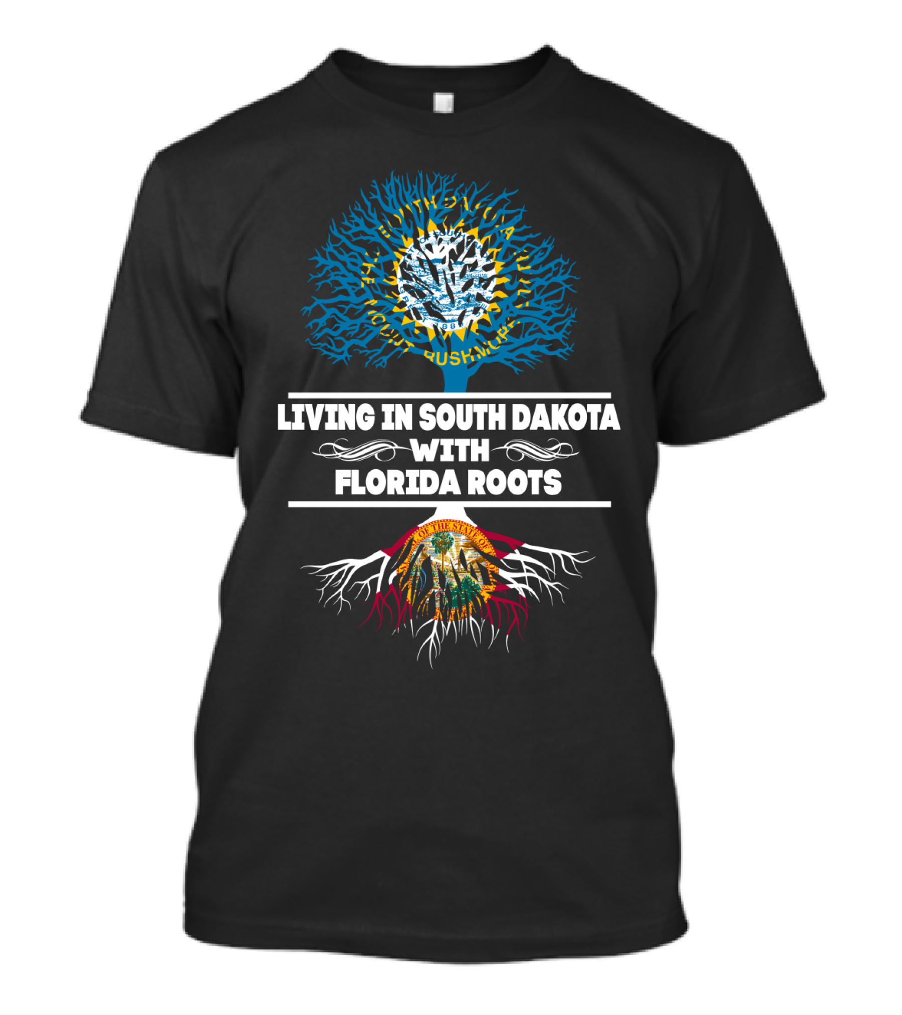 Living In South Dakota Proudly With Deep Florida Roots Embracing State Flag Heritage T-Shirt