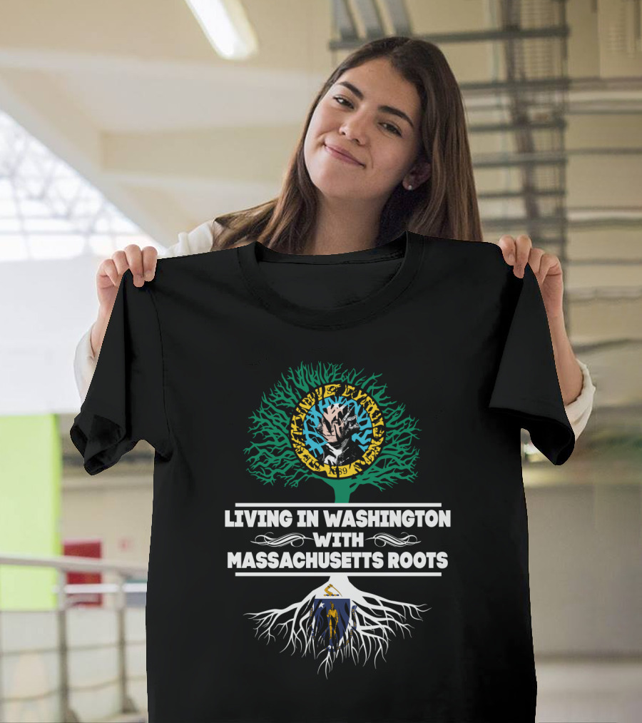 Living in Washington With Massachusetts Roots New England Revolution Patriots Logo Family Heritage T-Shirt
