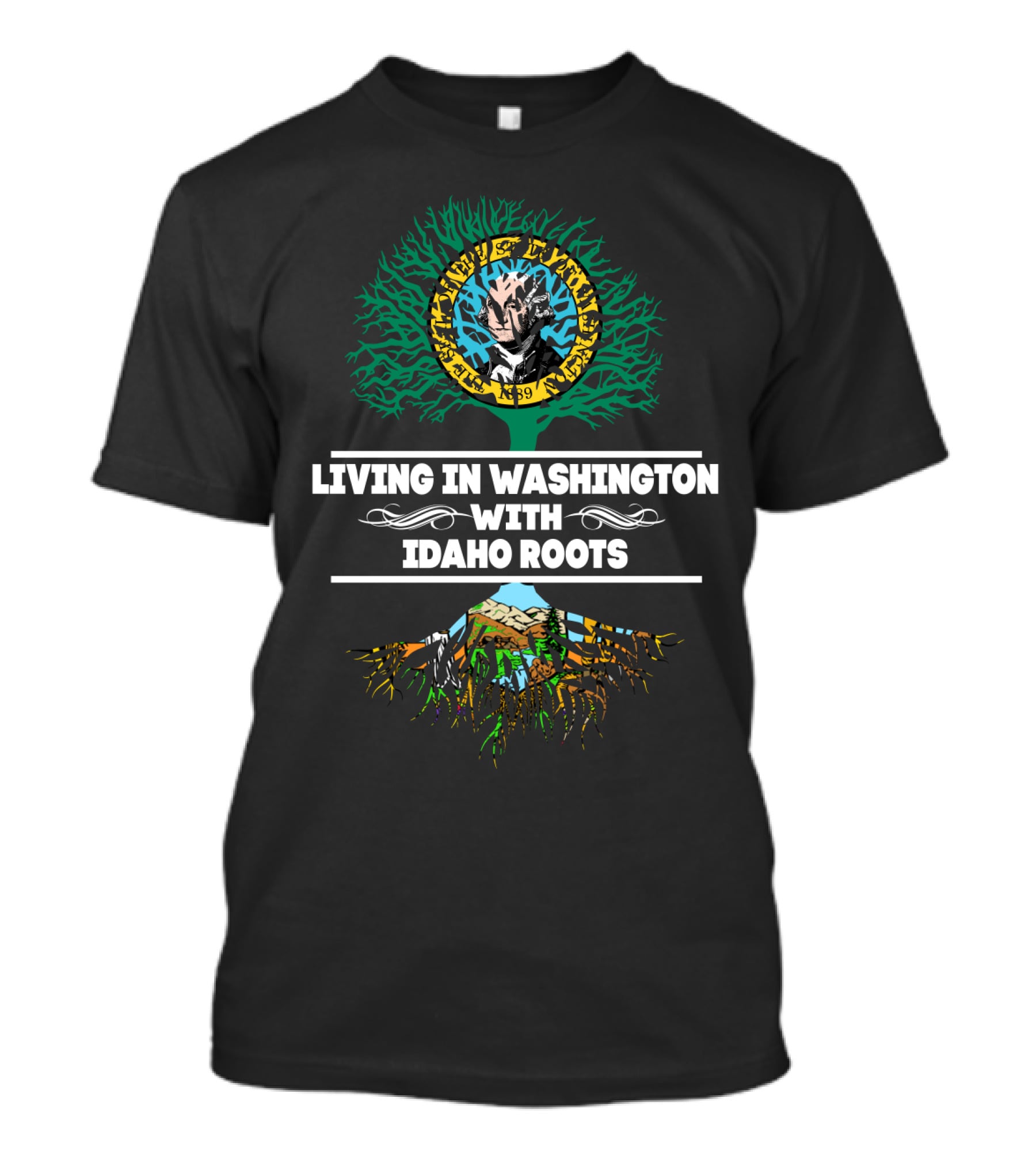 Situated In Washington Highlighting Deep Idaho Roots With Wrestling Emblem And Tree T-Shirt
