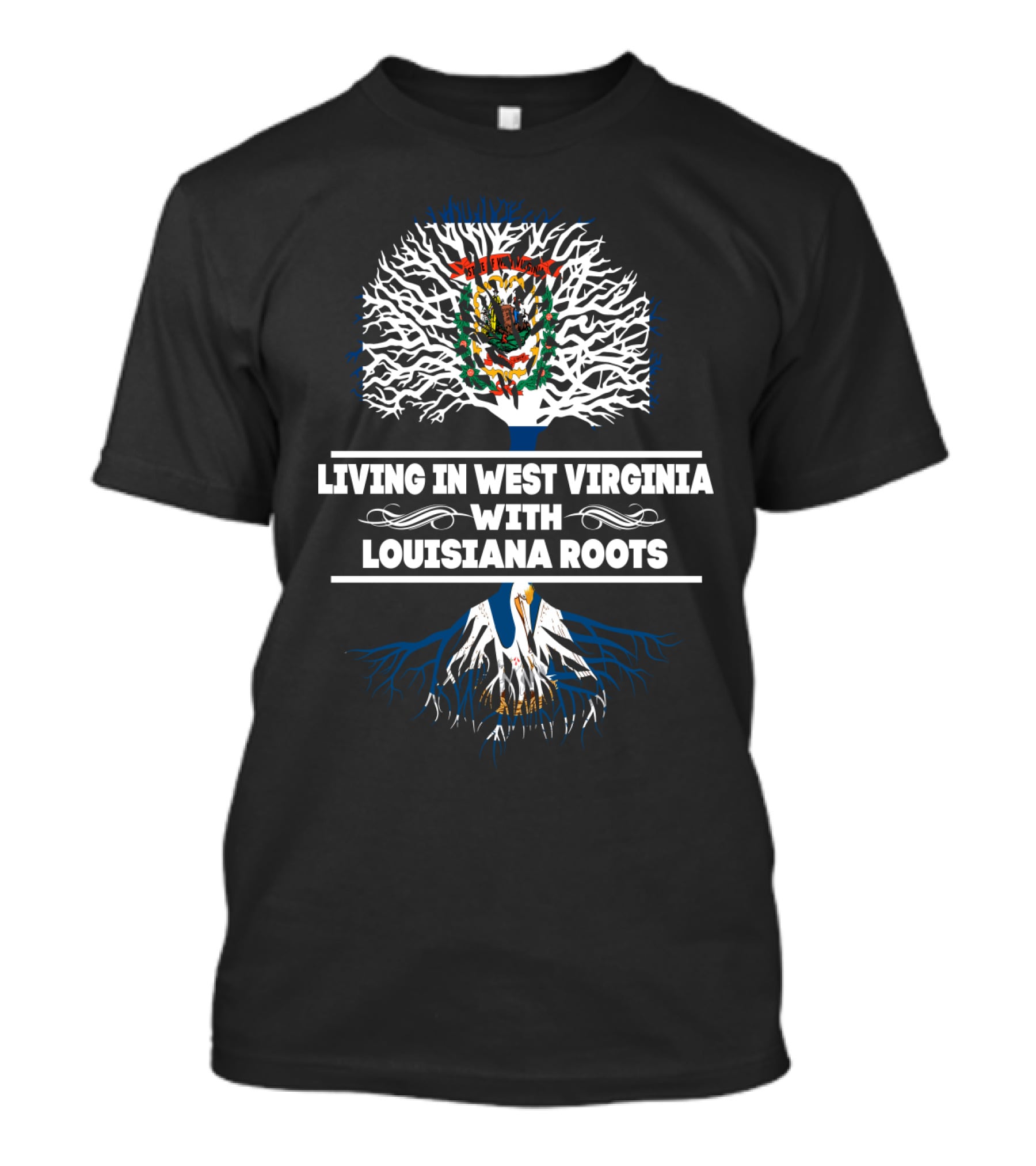 West Virginia Living Louisiana Heritage Tree Art With State Symbols T-Shirt
