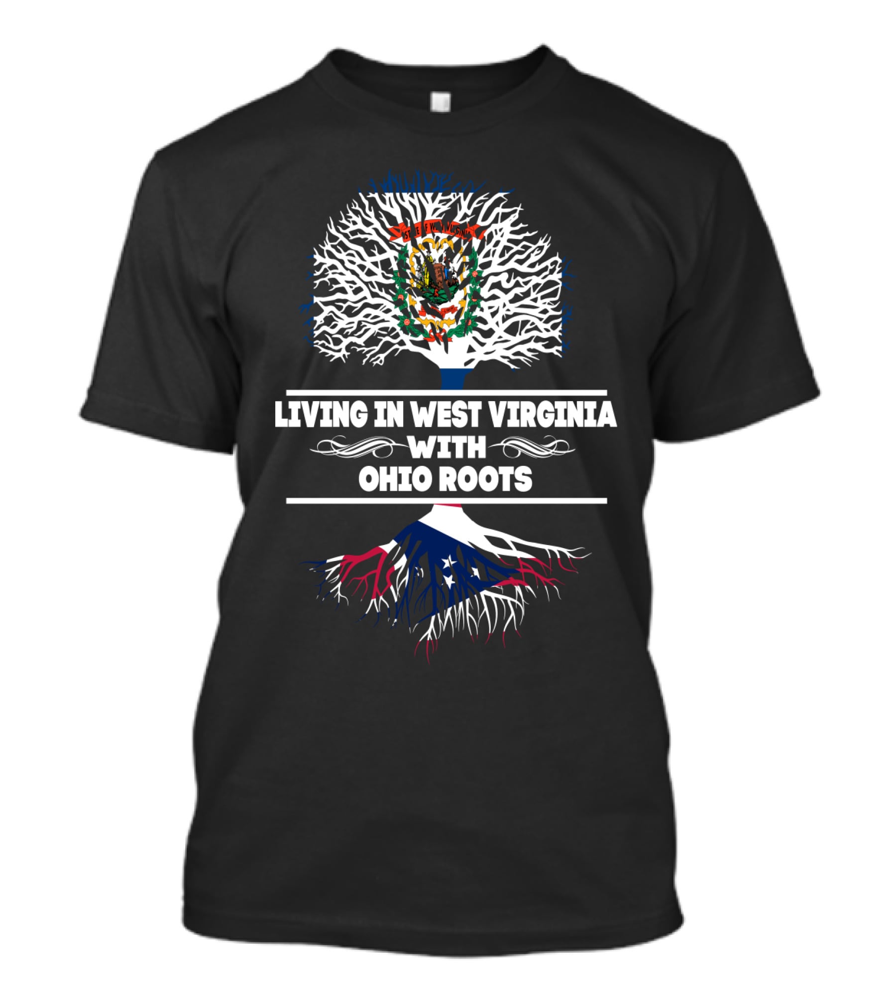 West Virginia Living Ohio Roots State Flag Tree T-Shirt
