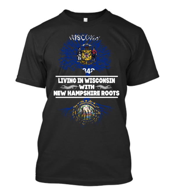 Wisconsin And New Hampshire Roots With State Crests And Tree T-Shirt
