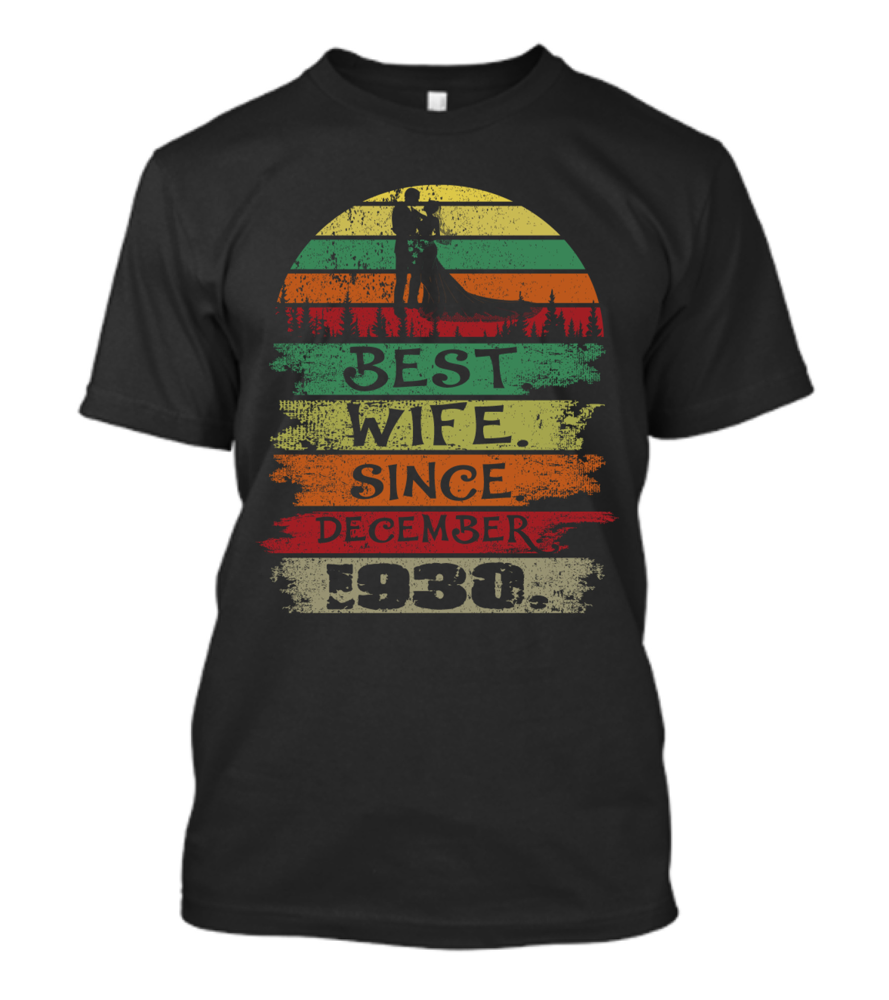 Best Wife Since December 1930 Retro Vintage Sunset T-Shirt