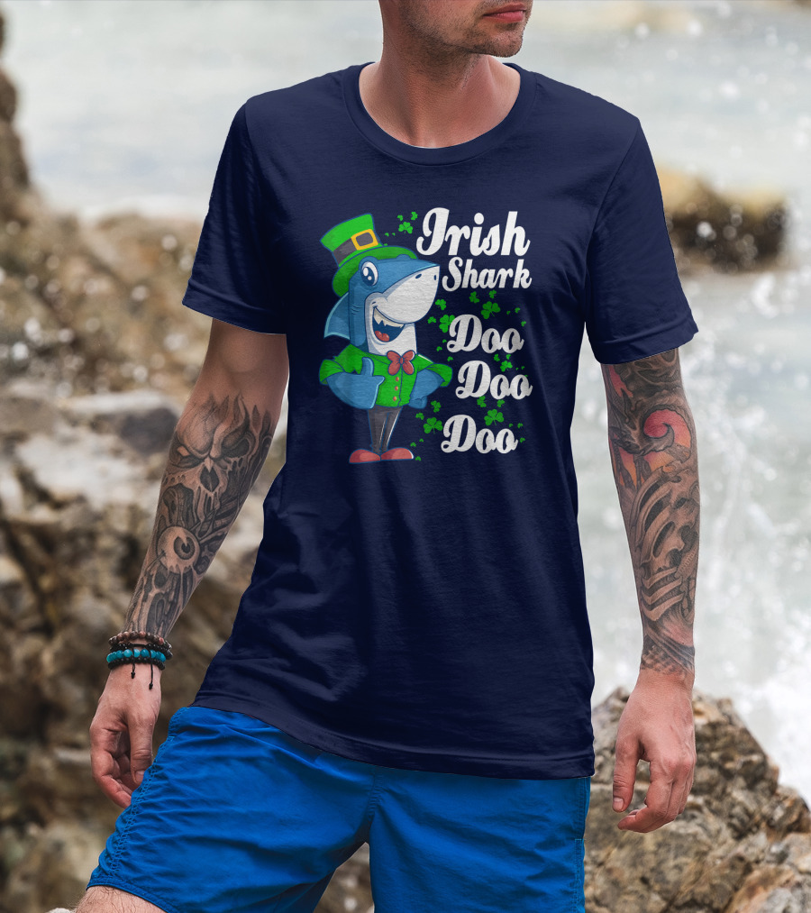 Irish Shark Doo Doo Doo Dad Shamrock Leprechaun Hat T-Shirt