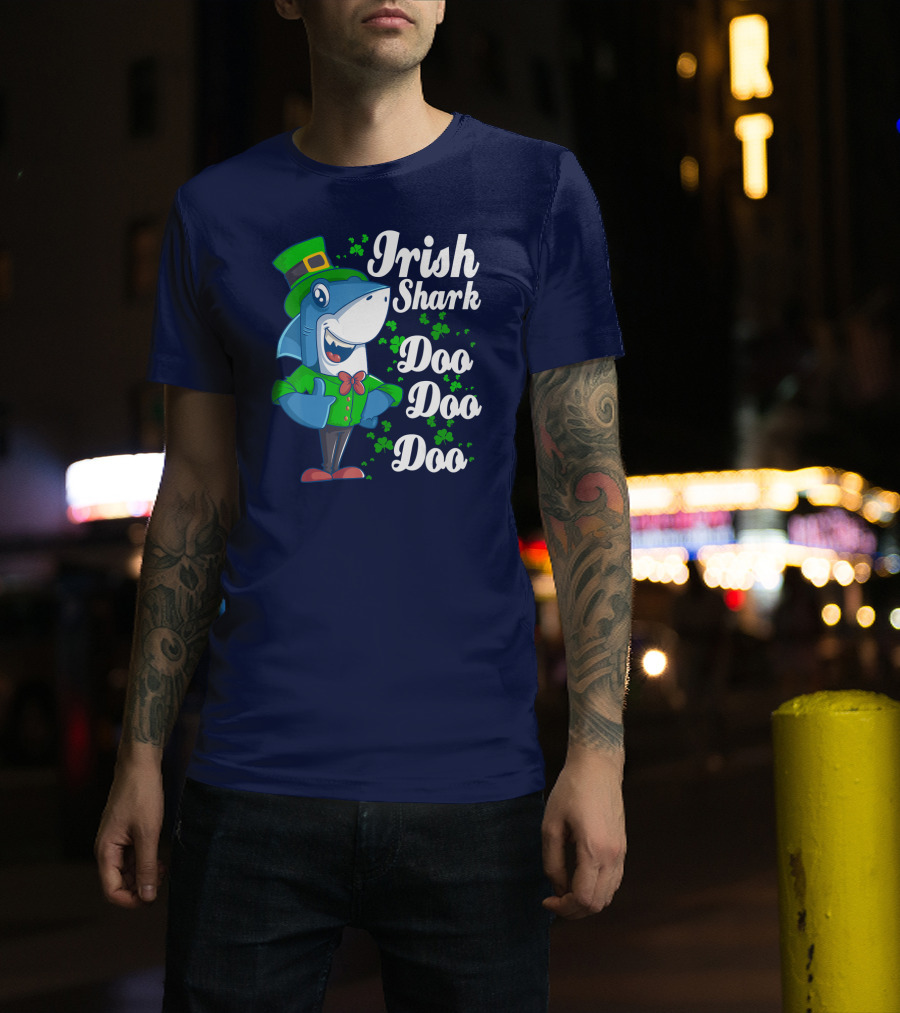 Irish Shark Doo Doo Doo Dad Shamrock Leprechaun Hat T-Shirt
