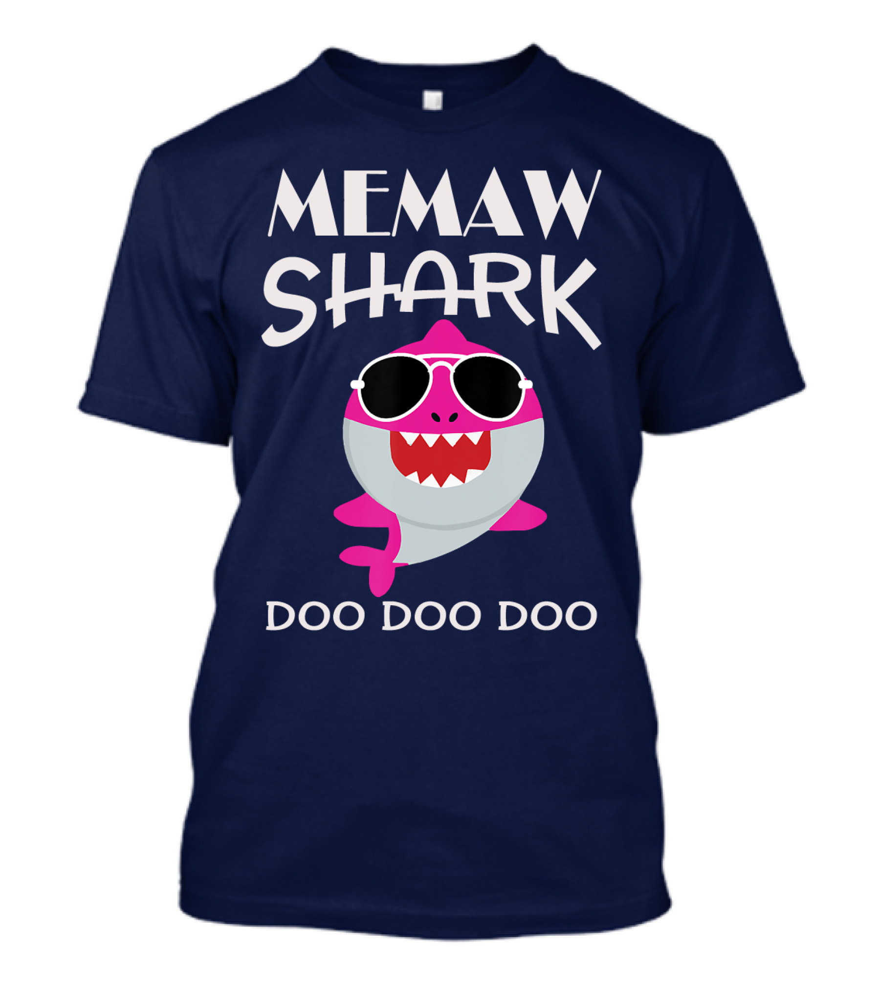 Memaw Shark Doo Doo Doo Sunglasses Pink Cartoon T-Shirt