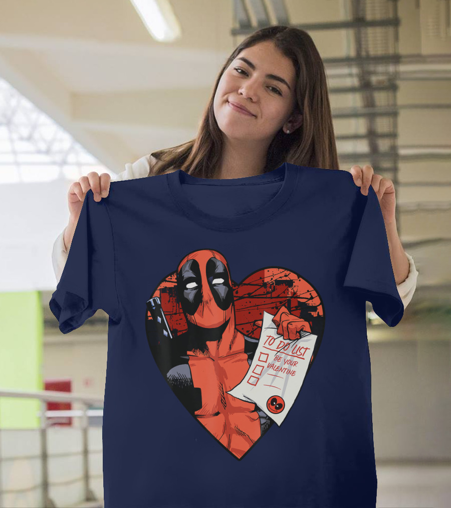 Marvel Deadpool Be Your Valentine To Do List Heart T-Shirt