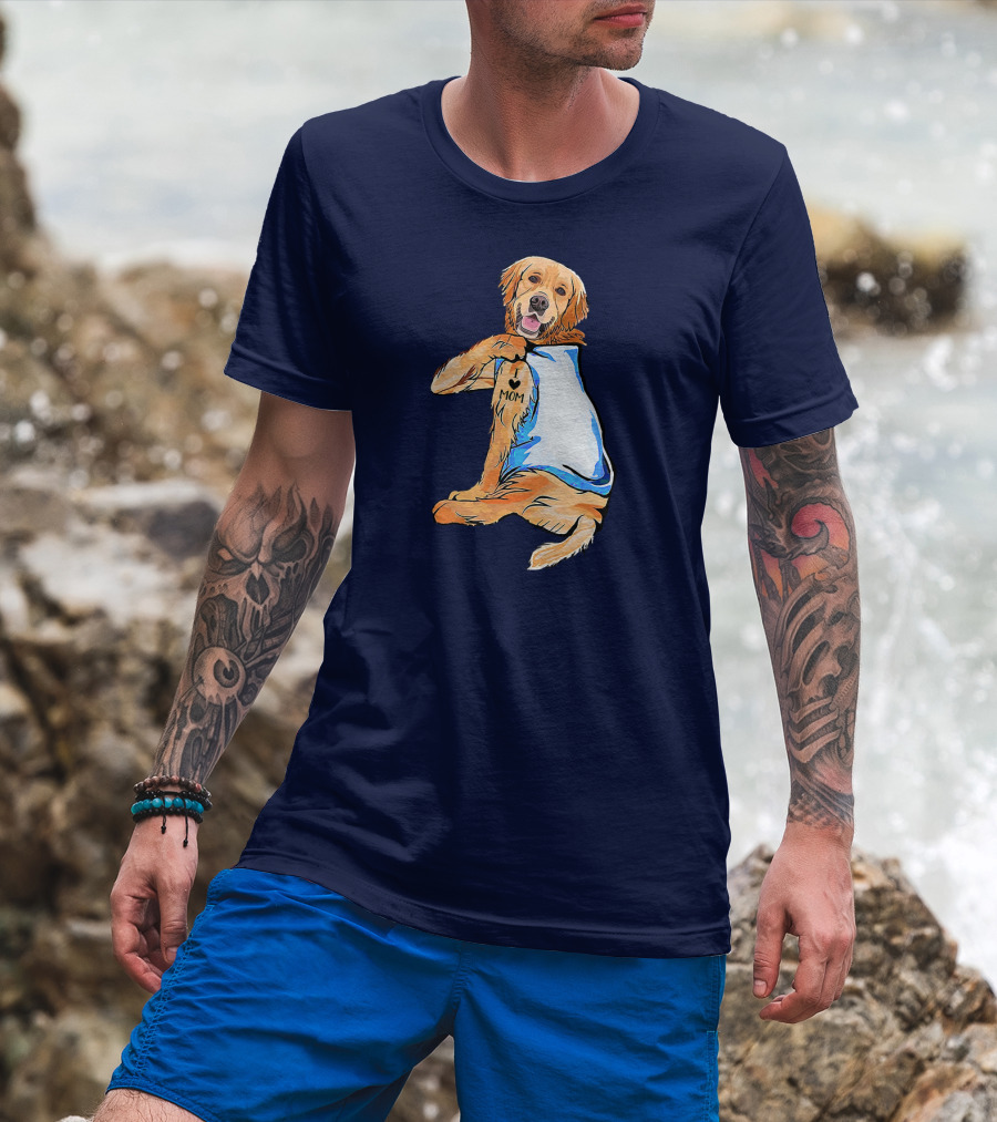 Golden Retriever Dog Tattoo 'I Love Mom' Trendy Ideas For Women T-Shirt