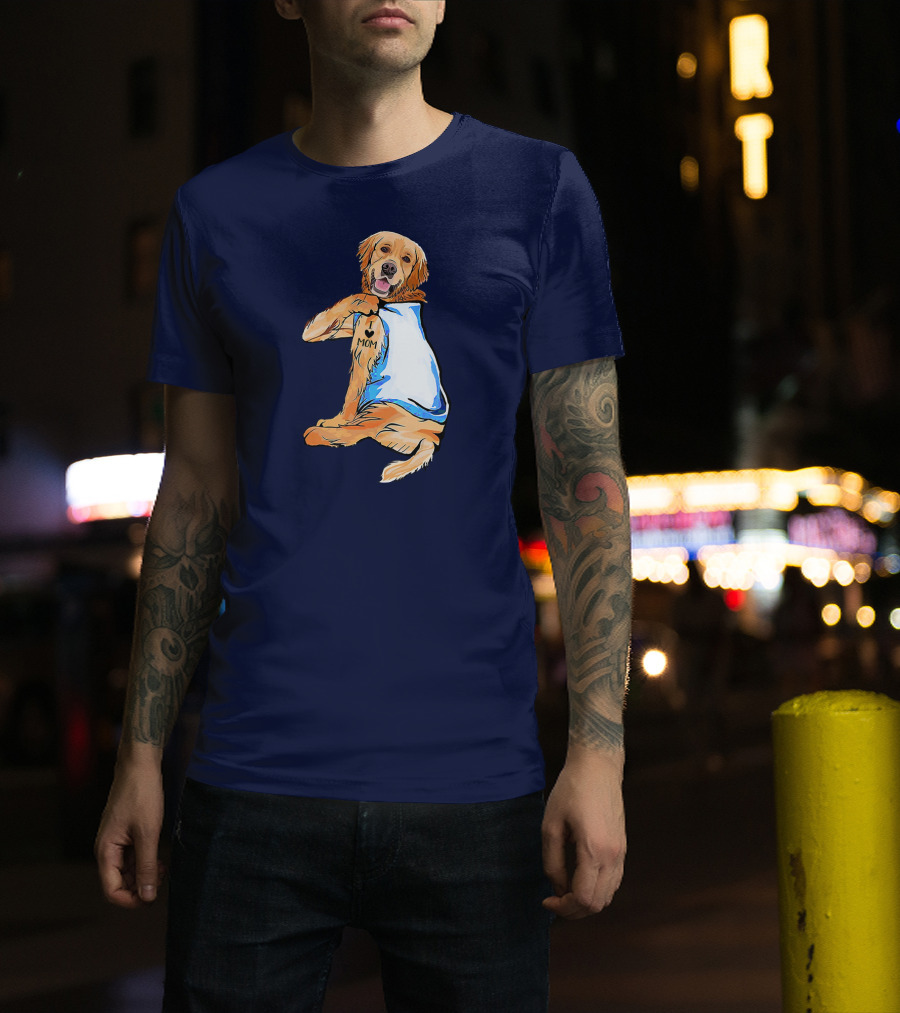 Golden Retriever Dog Tattoo 'I Love Mom' Trendy Ideas For Women T-Shirt