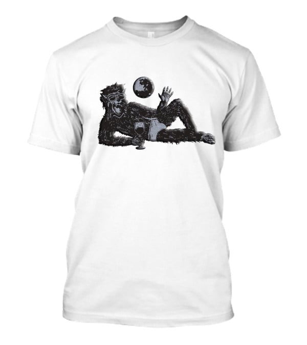 Laid-Back Monkey With Sunglasses And Drink Under The Moon T-Shirt