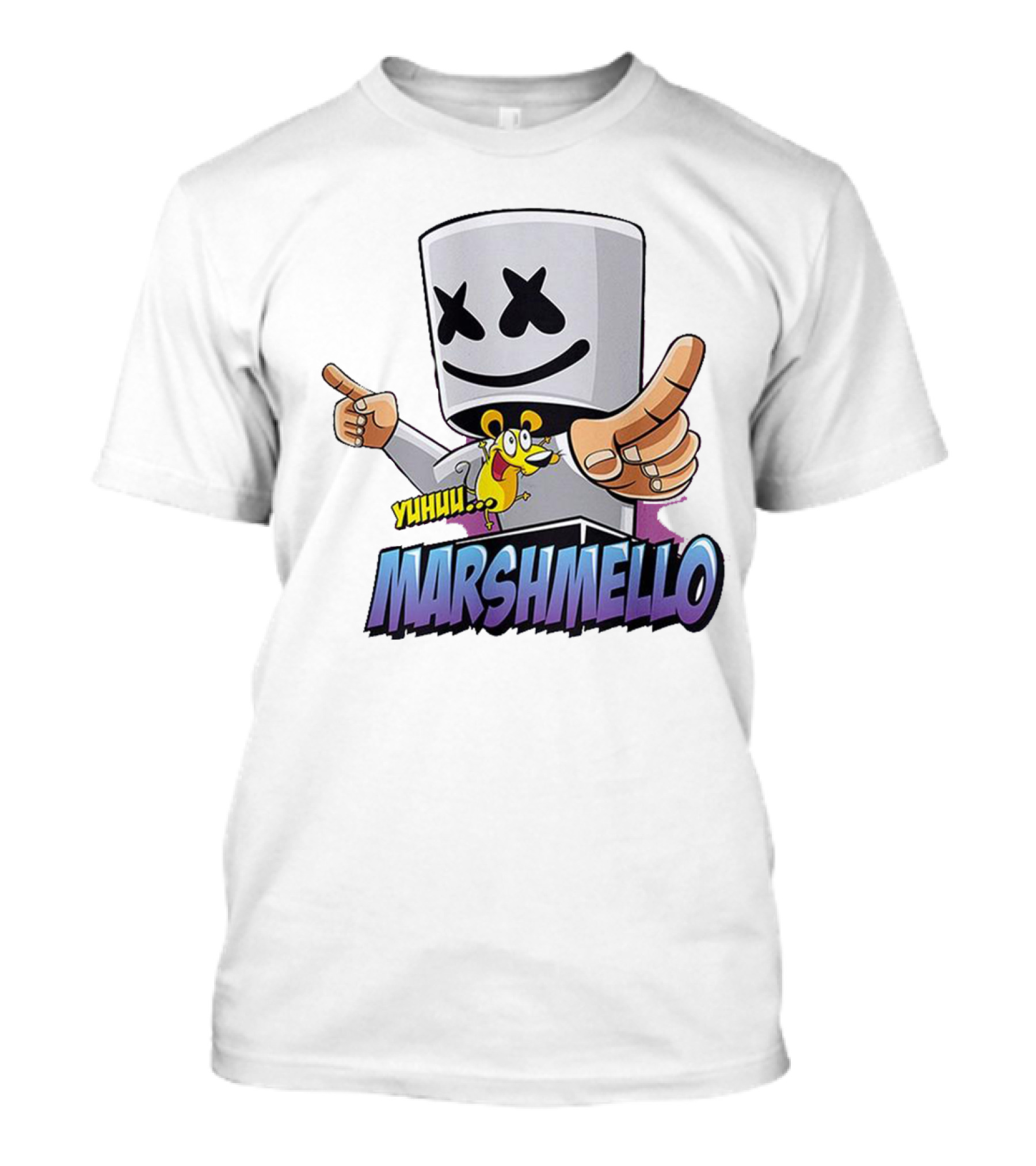 Marshmello Yuhuuu Cartoon Styled Short Sleeve T-Shirt