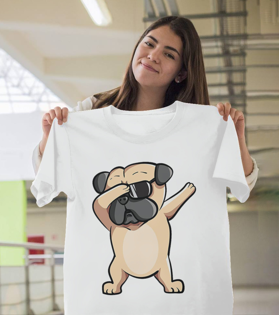 Cool Dabbing Pug With Sunglasses Cute Funny Dog Dab AZP T-Shirt