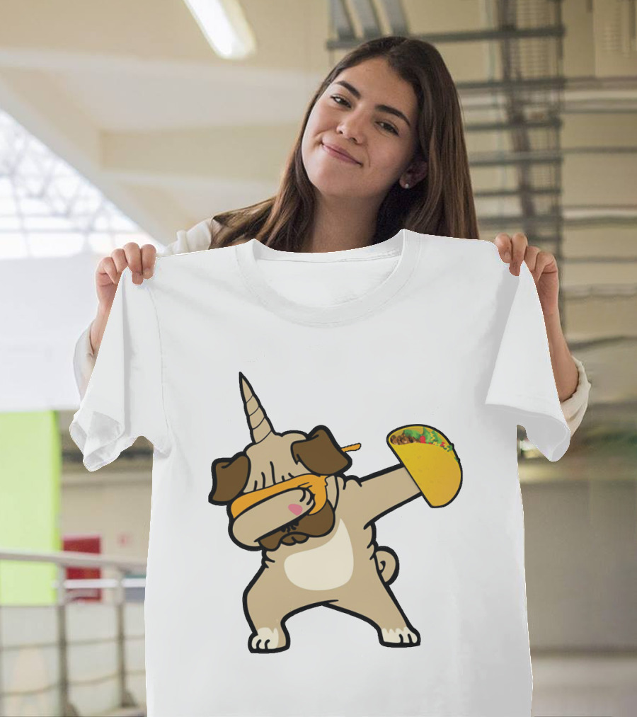 Dabbing Pugicorn With Taco Mexican Style Fun T-Shirt