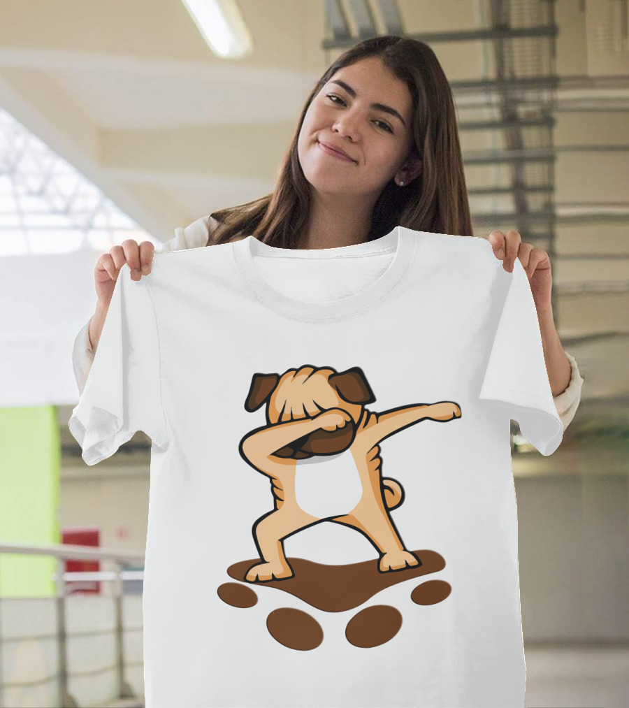 Dabbing Pug Dog With Paw Prints Funny Pug Owner T-Shirt