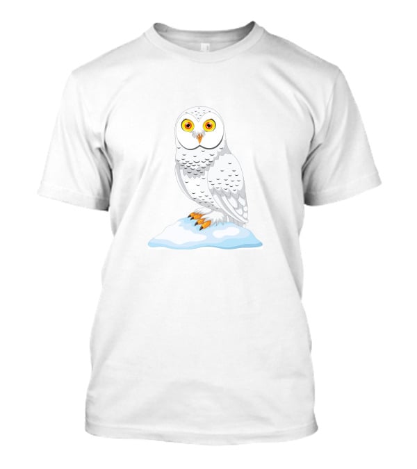 Cute Cartoon Arctic Owl Sitting On Snow T-Shirt