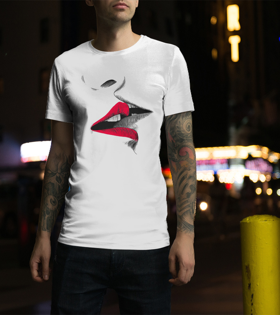 Good Morning I Love You Cool Red Lips T-Shirt