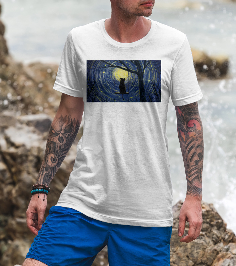 Cat Impression Starry Night Cute Series T-Shirt