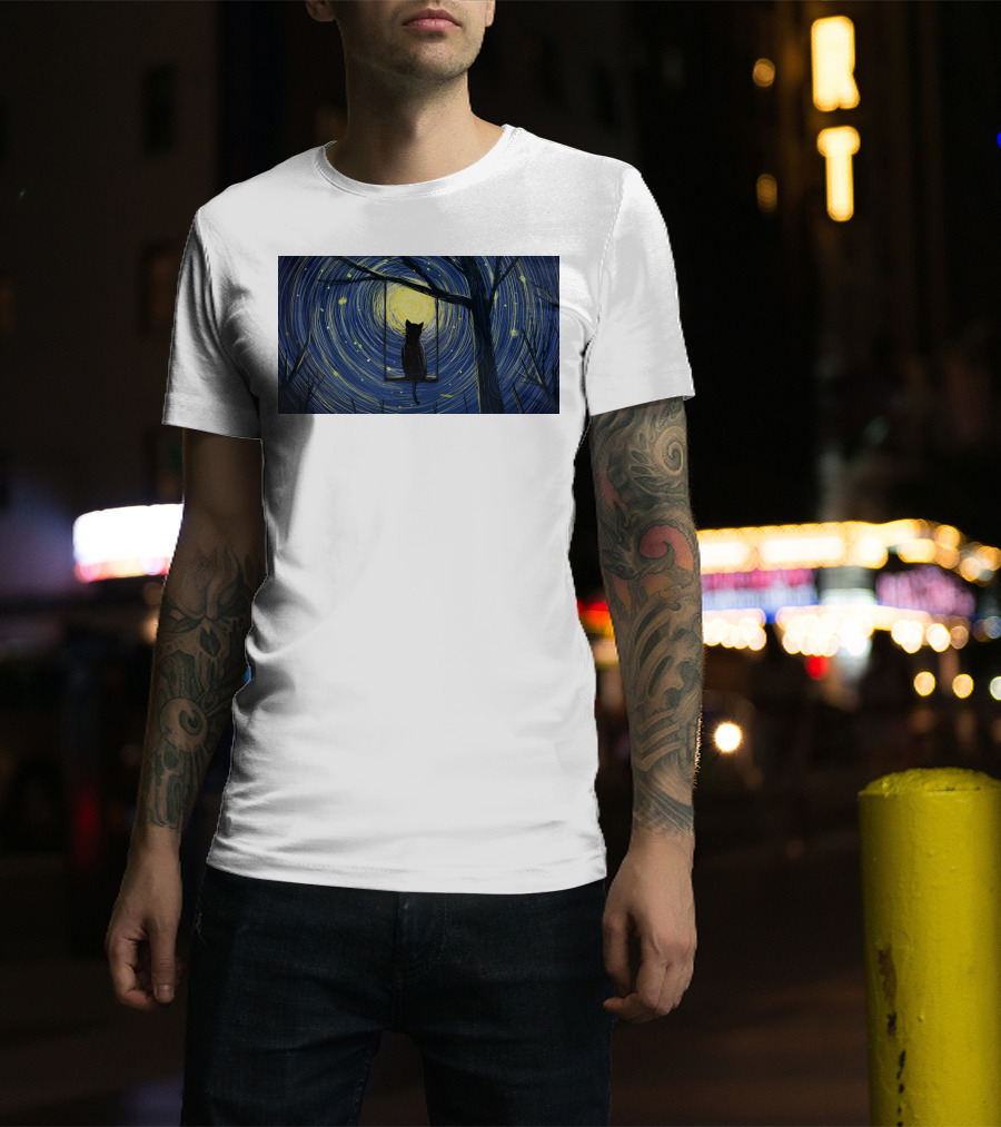 Cat Impression Starry Night Cute Series T-Shirt