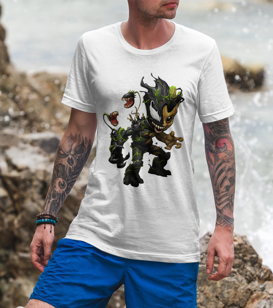 Baby Groot Venom Mashup Character Fusion T-Shirt