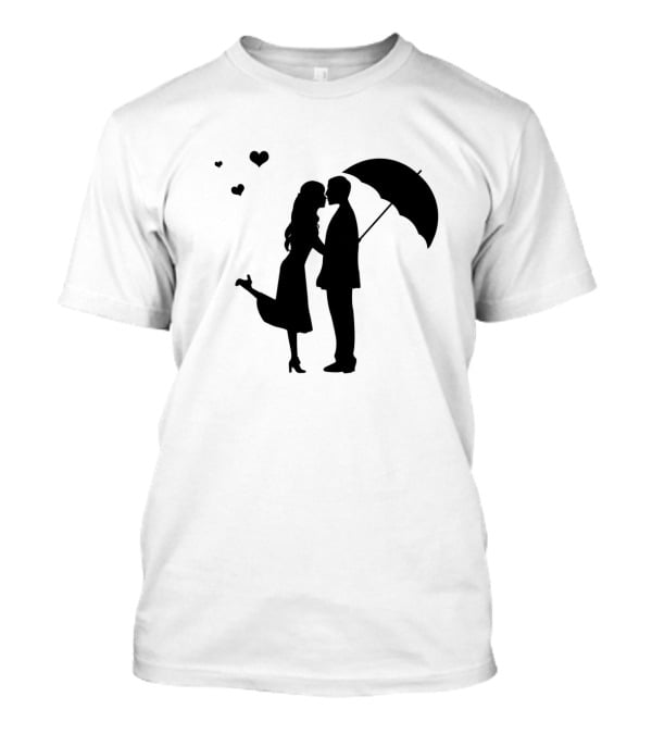 Couple Romantic Umbrella Hearts T-Shirt