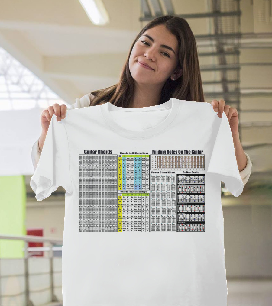 Guitar Chords Chords In All Major Keys Chords In All Minor Keys Power Chord Chart Guitar Scale Finding Notes On The Guitar T-Shirt