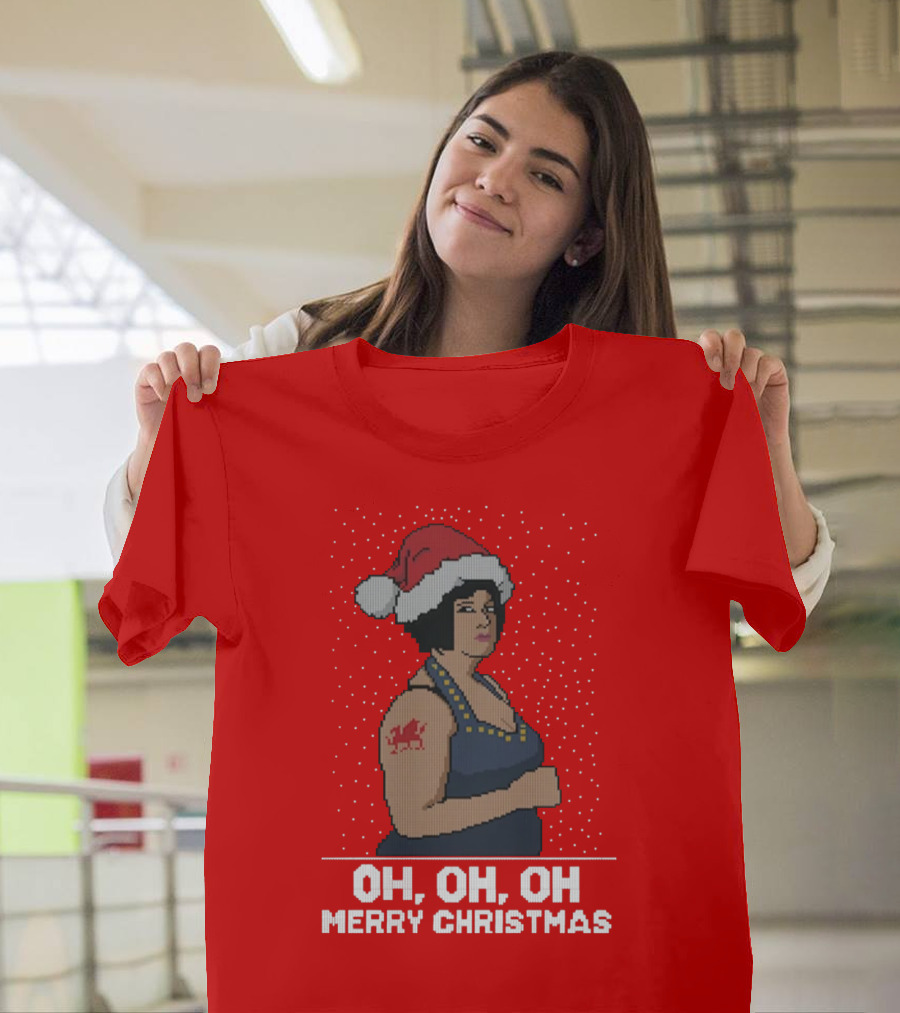 Oh Oh Oh Merry Christmas Santa Hat Tattoo T-Shirt