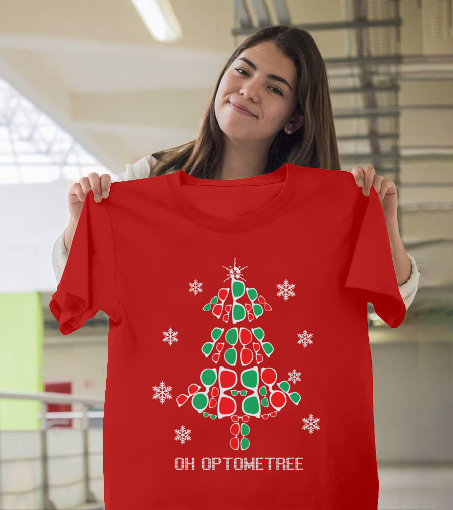 Oh Optometree Christmas Specs and Snowflakes T-Shirt