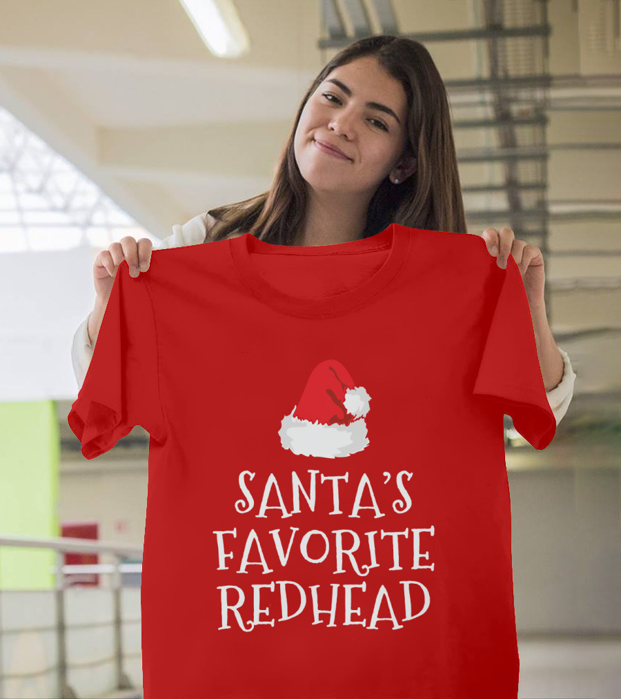 Santa's Favorite Redhead Santa Hat T-Shirt