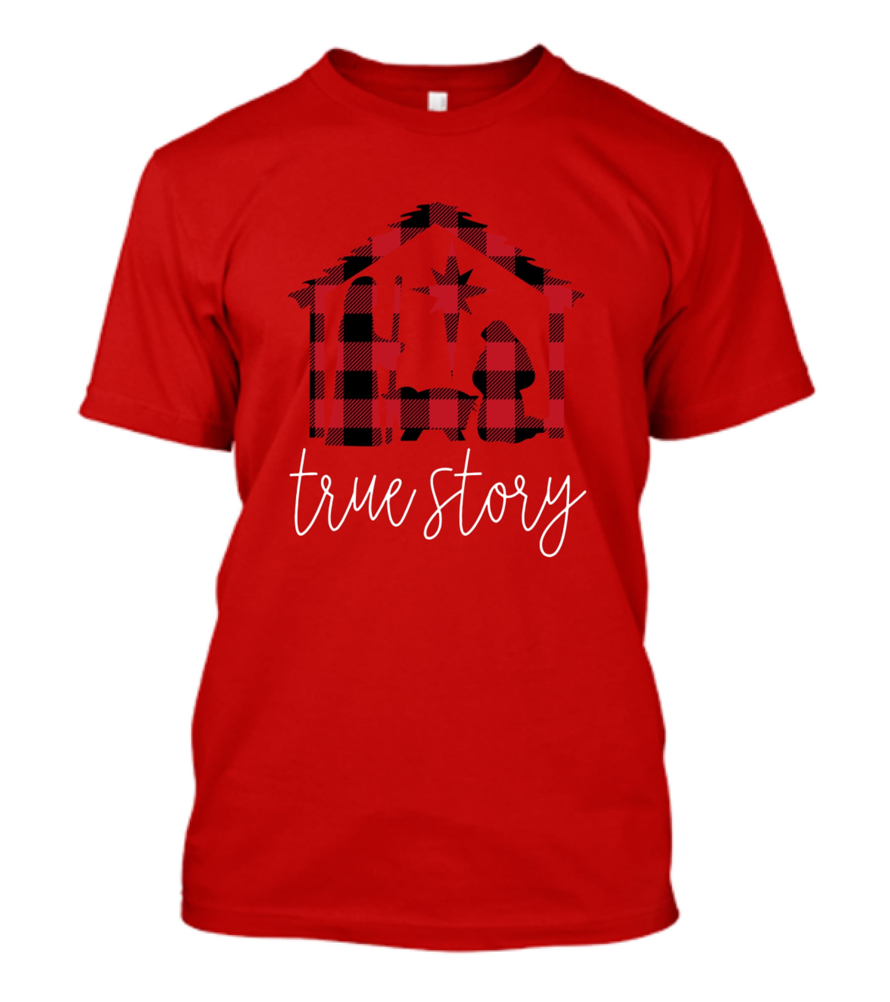 True Story Nativity Scene Buffalo Plaid T-Shirt