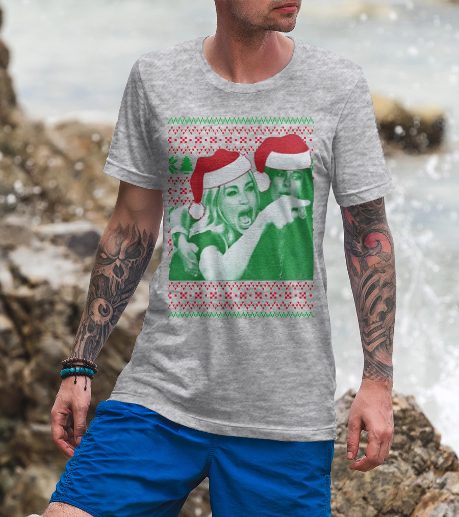 Woman Yelling At Cat Meme Christmas Santa Hats Raglan T-Shirt