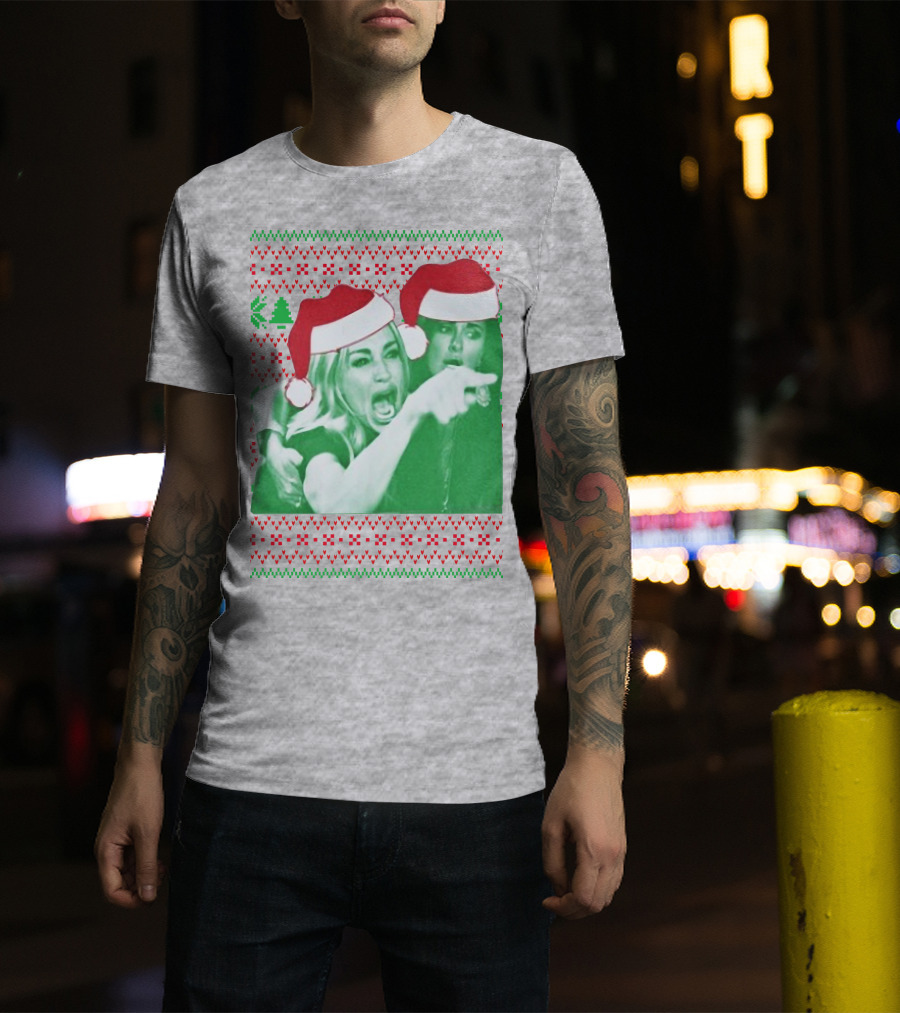 Woman Yelling At Cat Meme Christmas Santa Hats Raglan T-Shirt